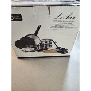 La Sera Fine Cookware 20 Piece Detachable Handle Cookware Set (931)